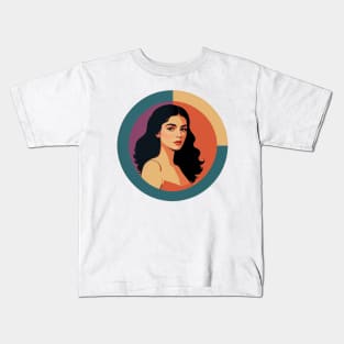 Retro Woman with Long Black Hair Kids T-Shirt